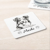Australische herder hand tekening gepersonaliseerd kartonnen onderzetters (Schuin)