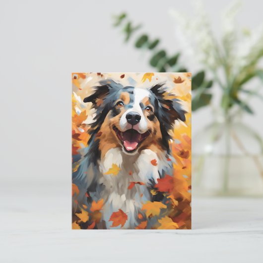 Australische herder herfst thanksgiving  briefkaart (Staand voorkant)