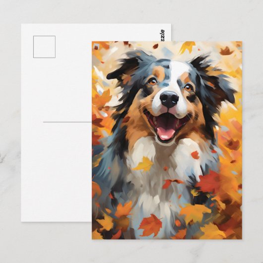 Australische herder herfst thanksgiving  briefkaart (Voorkant / Achterkant)