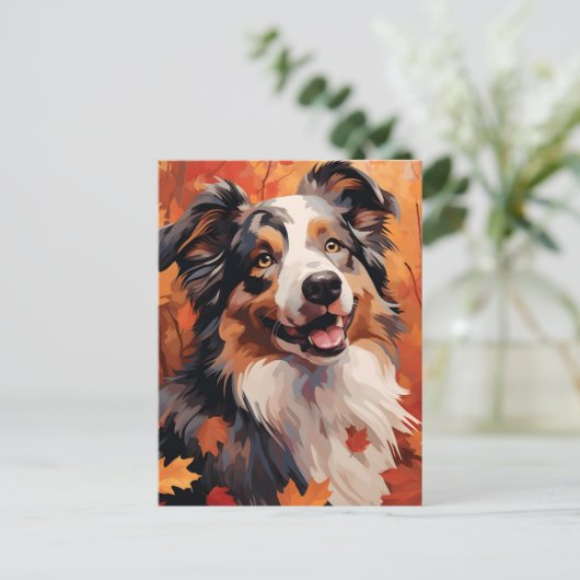 Australische Herder Herfst Thanksgiving Briefkaart (Staand voorkant)