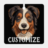 Australische herder hond aangepaste naam gepersona metalen ornament (Voorkant)