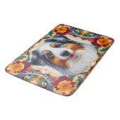 Australische Herder Hond Bloemen Kleurrijke Rand Badmat (Gekanteld)