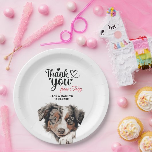 Australische herder hond bruiloft cocktail papieren bordje (Feest)