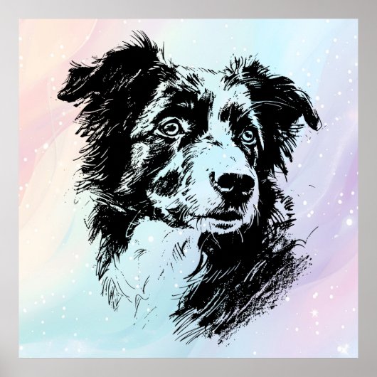 Australische herder hond chique kunst ontwerp poster (Voorkant)