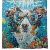 Australische Herder Hond Duiken Onderwater Douchegordijn (Voorkant)