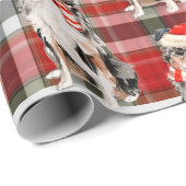 Australische Herder Hond en Plaid Kerstmis Cadeaupapier (Rol Hoek)