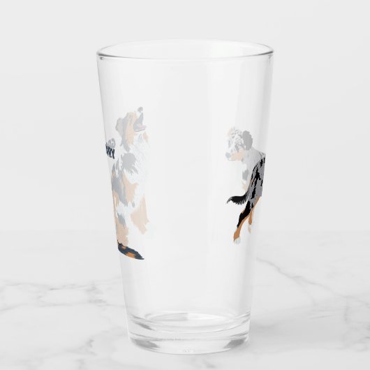 Australische herder hond gepersonaliseerd glas (Links)
