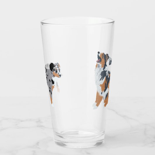 Australische herder hond gepersonaliseerd glas (Rechts)
