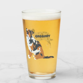 Australische herder hond gepersonaliseerd glas
