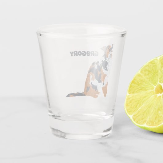 Australische herder hond gepersonaliseerd shot glas (Achterkant)