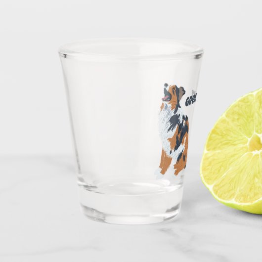 Australische herder hond gepersonaliseerd shot glas (Links)