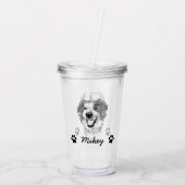Australische herder hond gepersonaliseerde tekenin acryl drinkbeker (Achterkant)