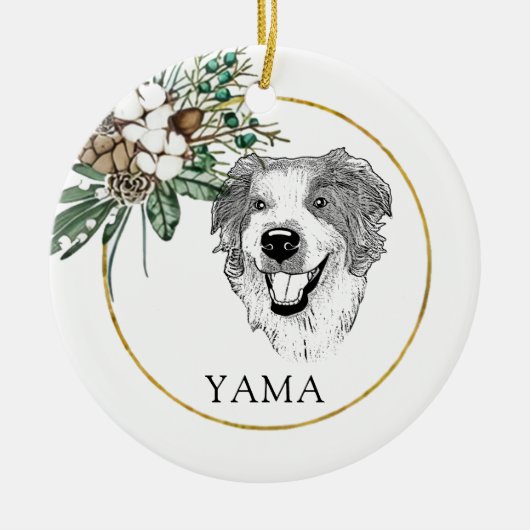 Australische herder hond hand tekening gepersonali keramisch ornament (Voorkant)