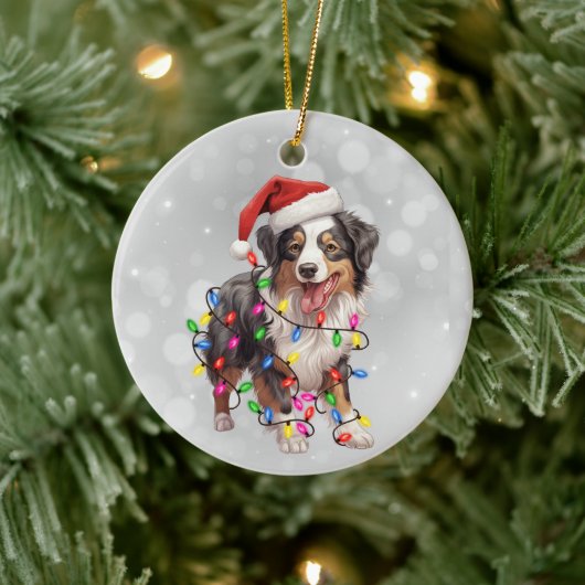 Australische herder hond in kerstverlichting keramisch ornament (Boom)