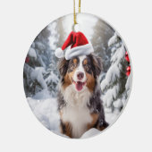 Australische herder hond kerst aandenken keramisch ornament (Links)