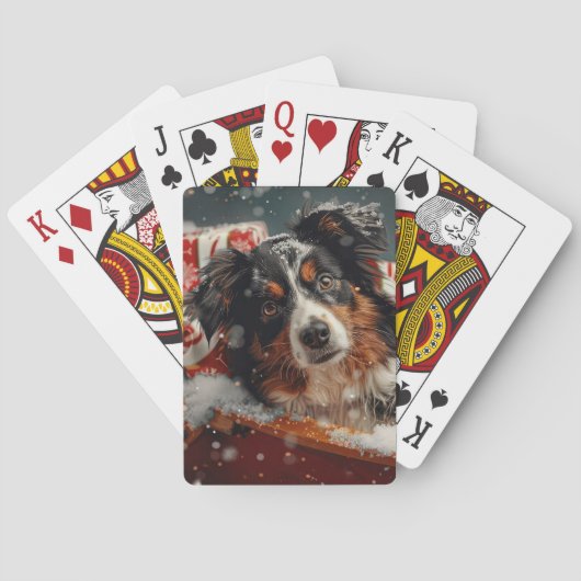 Australische Herder hond Kerst Feestelijk Pokerkaarten (Achterkant)