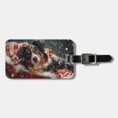 Australische Herder Hond Kerstfeest Bagagelabel (Voorkant horizontaal)