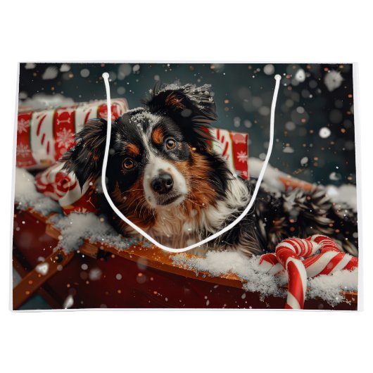 Australische Herder Hond Kerstfeest Groot Cadeauzakje (Voorkant)