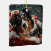 Australische Herder Hond Kerstfeest Keramisch Ornament (Rechts)