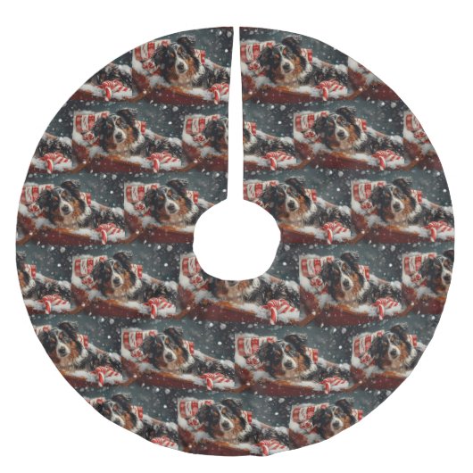 Australische Herder Hond Kerstfeest Kerstboom Rok (Voorkant)