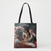 Australische Herder Hond Kerstfeest Tote Bag (Voorkant)