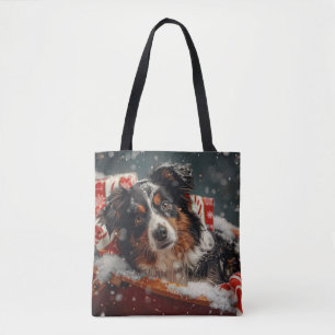 Australische Herder Hond Kerstfeest Tote Bag