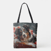 Australische Herder Hond Kerstfeest Tote Bag (Achterkant)