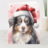 Australische Herder Hond Kerstmis Santa Paws Kaart (Voorkant)