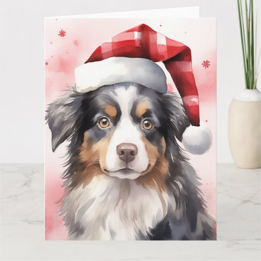 Australische Herder Hond Kerstmis Santa Paws Kaart (Voorkant)
