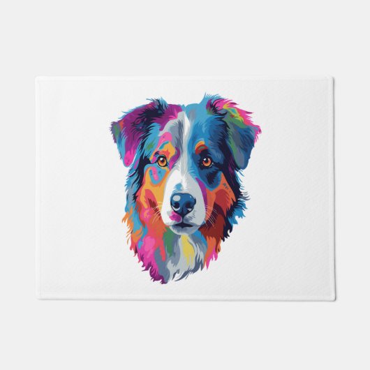 Australische Herder Hond Kleurrijk 3 Deurmat (Voorkant)