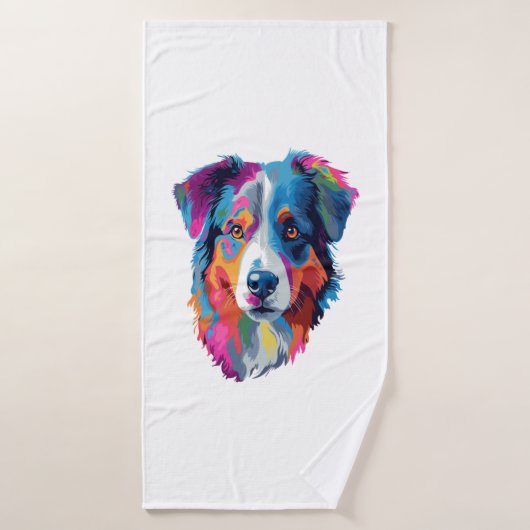 Australische herder hond kleurrijk badhanddoek (Badhanddoek)