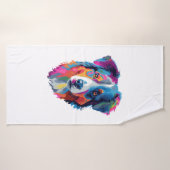 Australische herder hond kleurrijk badhanddoek (Badhanddoek)