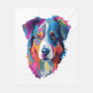 Australische herder hond kleurrijk fleece deken