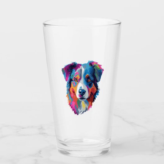 Australische herder hond kleurrijk glas (Voorkant)
