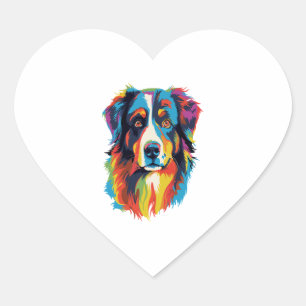 Australische herder hond kleurrijk hart sticker