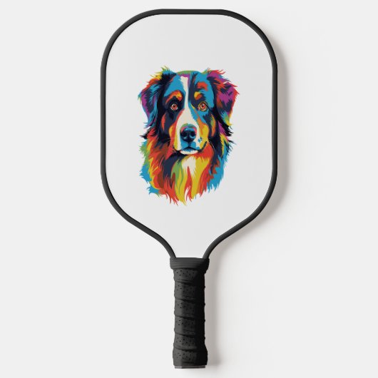 Australische herder hond kleurrijk pickleball paddle (Voorkant)