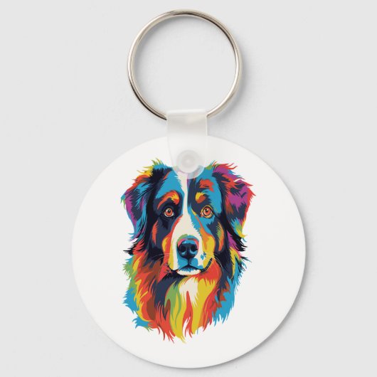 Australische herder hond kleurrijk sleutelhanger (Voorkant)