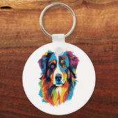 Australische herder hond kleurrijk sleutelhanger (Voorkant)