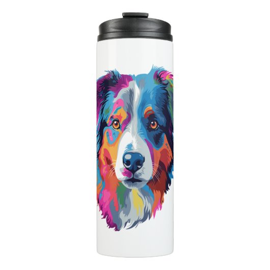 Australische herder hond kleurrijk thermosbeker (Voorkant)