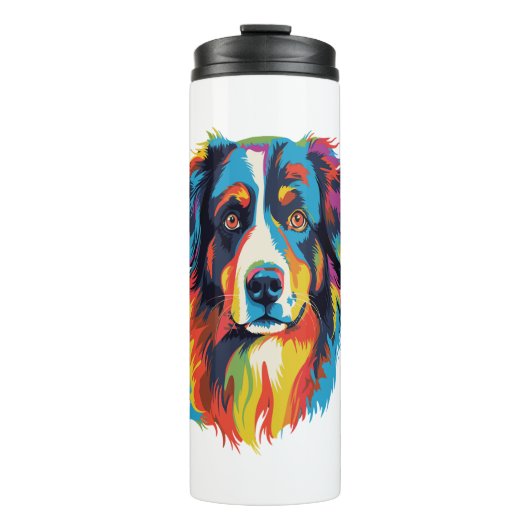 Australische herder hond kleurrijk thermosbeker (Voorkant)