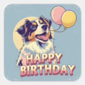 Australische herder hond kleurrijk vierkante sticker (Voorkant)