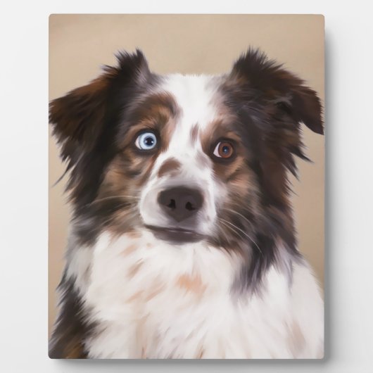 Australische herder hond olie schilderij kunst fotoplaat (Voorkant)