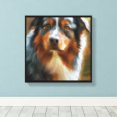 Australische Herder - Hond Portret Canvas Afdruk (Insitu (Houten vloer))