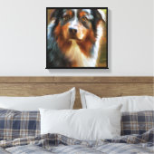 Australische Herder - Hond Portret Canvas Afdruk (Insitu (Slaapkamer))