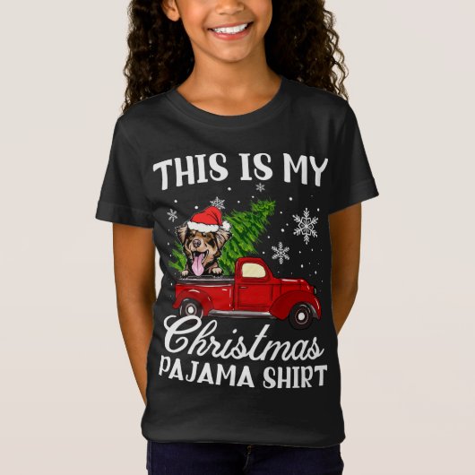 Australische herder hond rijden rode vrachtwagen m t-shirt (Voorkant)