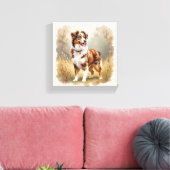 Australische Herder Hond Rode Merle Aussie Canvas Afdruk (Insitu (Woonkamer))