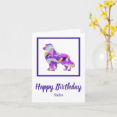 Australische Herder Hond Silhouet Paarse PYB Grapp Kaart (Gele Bloem)