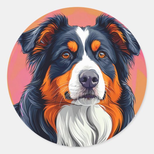 Australische Herder hond Trouw Herder Ras Ronde Sticker (Voorkant)