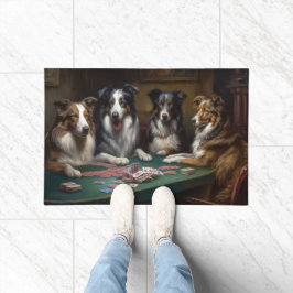 Australische Herder Honden Spelen Poker Art Deurmat