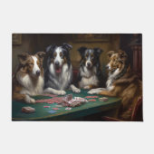 Australische Herder Honden Spelen Poker Art Deurmat (Voorkant)